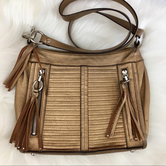 b. makowsky Handbags - B Makowsky Gold Metallic Crossbody Bag Purse